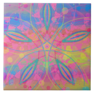 Carreau Boho Hippie Tie Dye Neon Pastel Mandala Abstrait