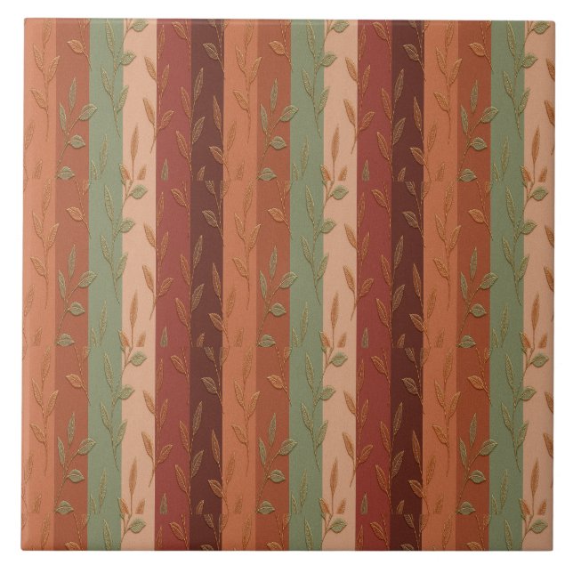 Carreau Boho Leaf Motif Rustic Home Décor (Devant)