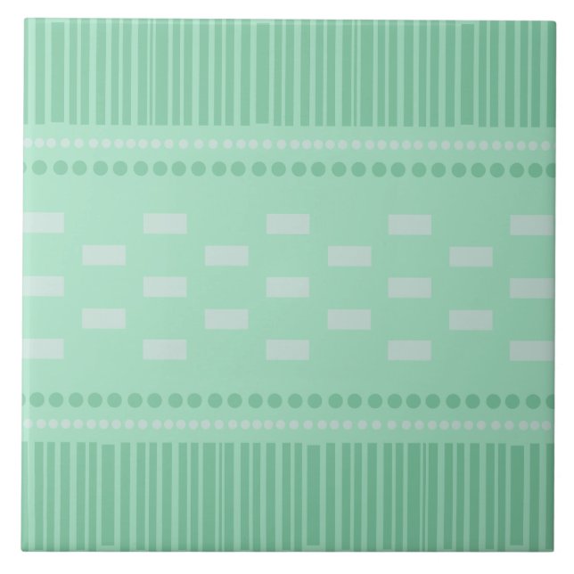Carreau Boho Lignes Scandinaves Points Mint Vert (Devant)