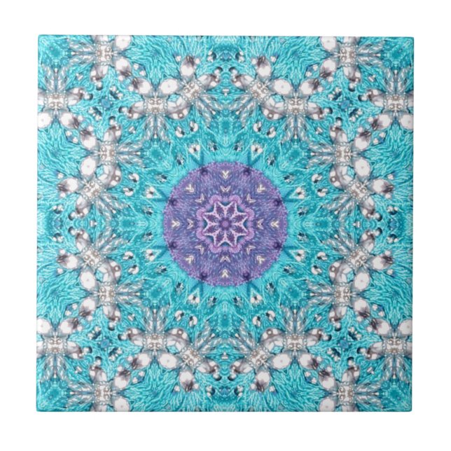 Carreau Boho Marocain Broderie bleu turquoise bohème (Devant)