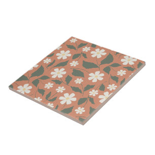 Carreau Boho Moderne Motif Fleur Terracotta Sauge