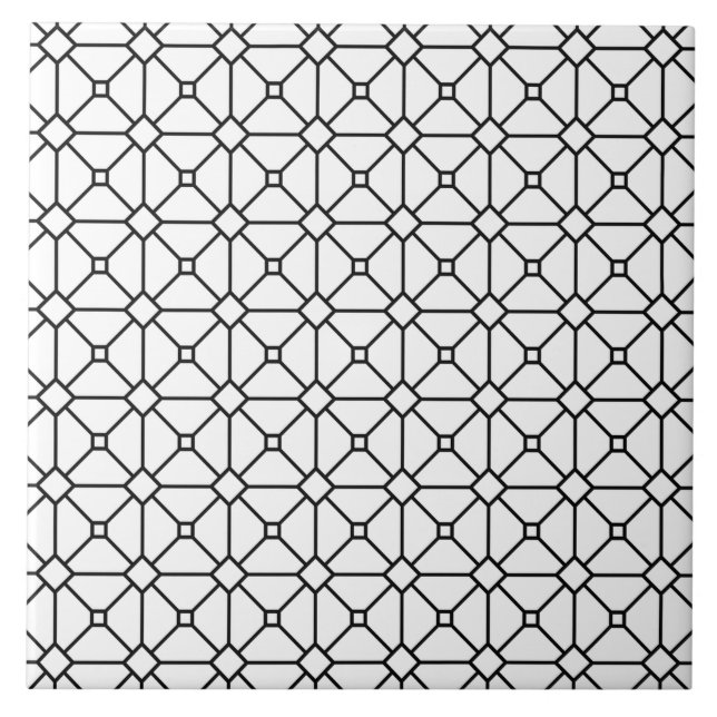 Carreau Boho moderne noir et blanc Motif Rhombus (Devant)