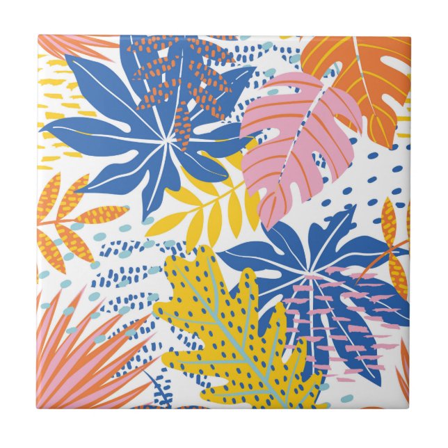 Carreau Boho moderne Tropical Jungle Palm Feuille (Devant)