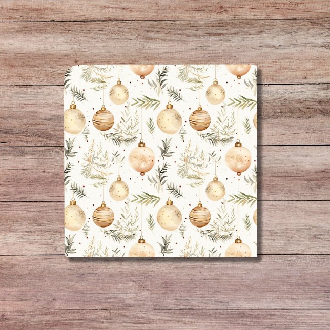 Carreau Boho ornements de Noël Moyen-siècle Moderne Neutre (Boho Christmas Ornaments Midcentury Modern Neutral Ceramic Tile)