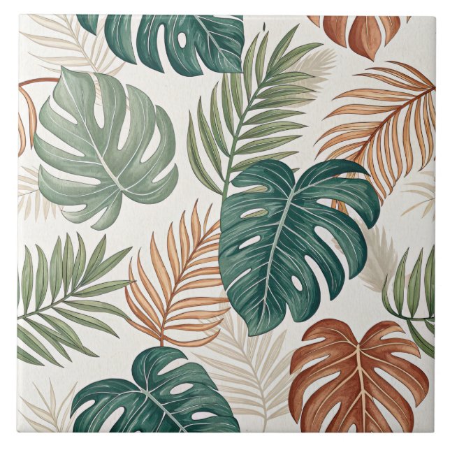 Carreau Boho Tropical Leaves  (Devant)
