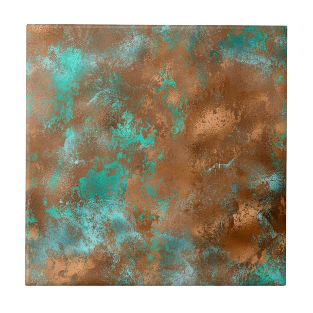 Carreau Boho Turquoise Cuivre Grunge (Devant)