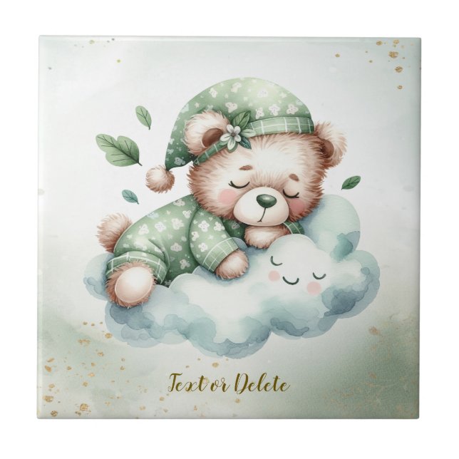 Carreau Boho vert dormant Teddy Ours mou (Devant)