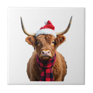 Carreau Boho Xmas Noël Vache des Highlands T-Shirt (3)