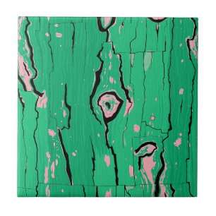 Carreau Bois Néon Vert Pop Art Grain Abstrait Écorce