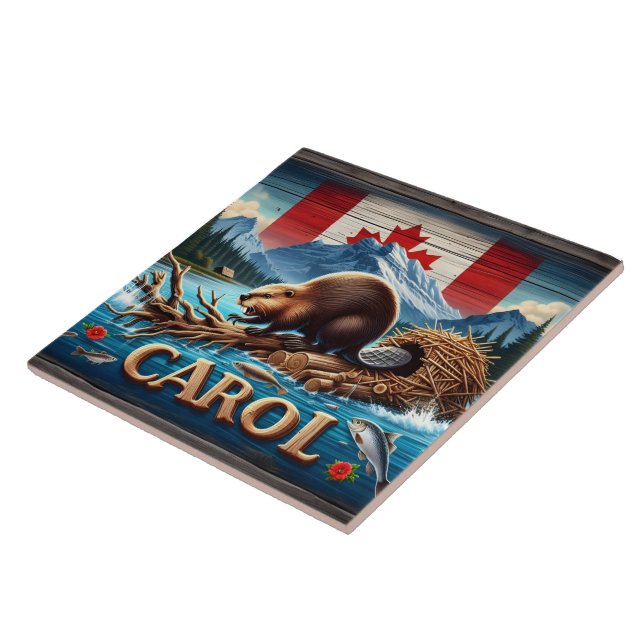 Carreau Bois rustique, Castor canadien, Océan (Côté)