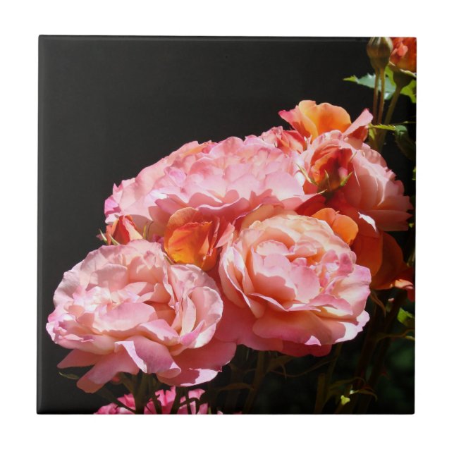 Carreau Boîte de rangement en céramique avec des fleurs de (Devant)