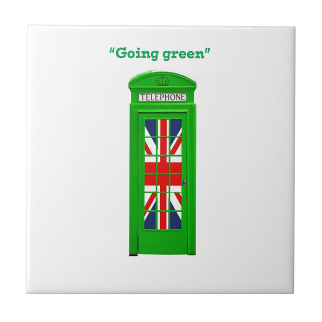 Carreau Boîte téléphonique londonienne "Go green" (Devant)