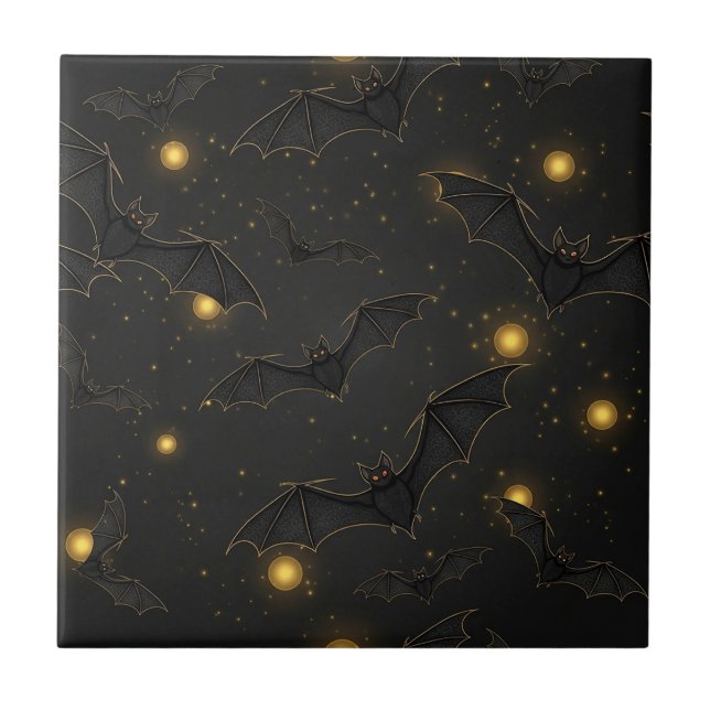 Carreau Bokeh Halloween sans couture | Chauves-souris vola (Devant)