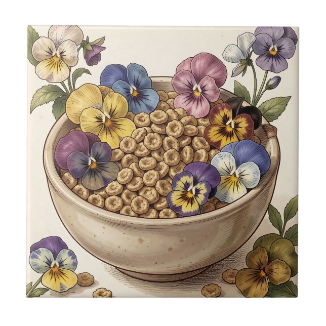 Carreau Bol à céréales fleur de pensée fantaisiste (Devant)