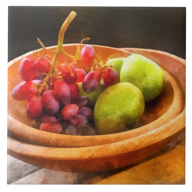 Carreau Bol de raisins rouges et poires (Devant)