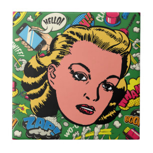 Carreau Bold Pop Art Charm - Retro Blonde Woman
