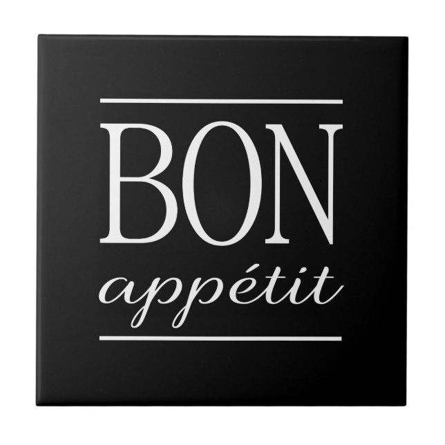 Carreau BON APPETIT Cuisine Typographie Citation Noir & Bl (Devant)
