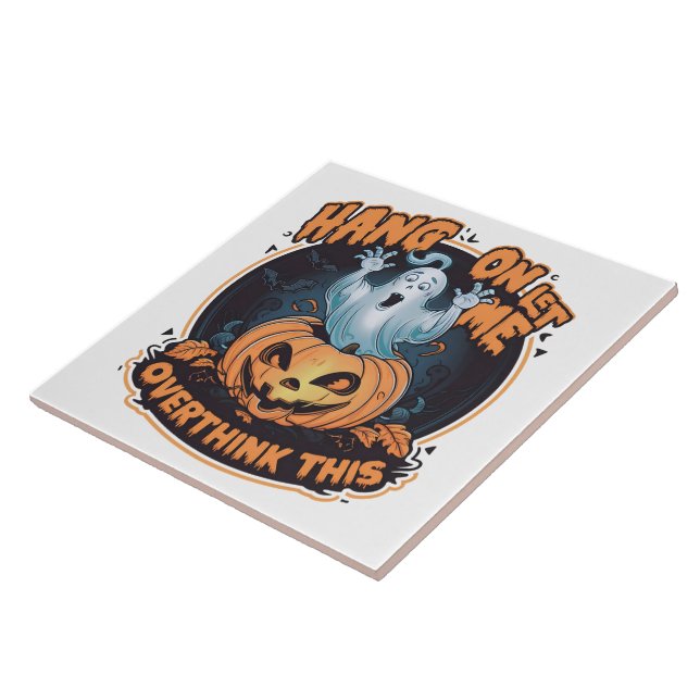 Carreau Bon fantôme d'un citrouille pour Halloween (Côté)