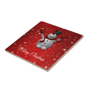 Carreau Bon Snowman Avec Casquette Et Gants