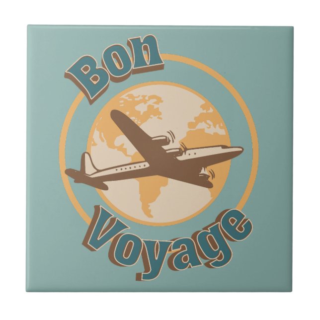 Carreau Bon voyage Voyage Voyageons dans le monde design (Devant)