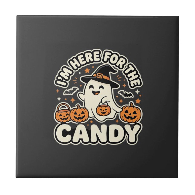 Carreau Bonbons Halloween Fantôme Citrouille Design (Devant)