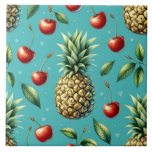 Carreau Bonheur Ananas Cerise (Devant)