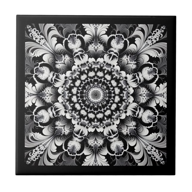 Carreau Bonheur en noir et blanc (Devant)