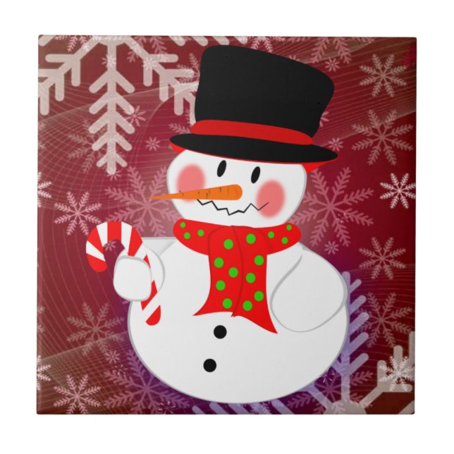 Carreau Bonhomme de neige et Candycane (Devant)