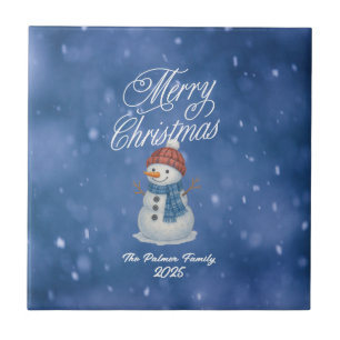 Carreau Bonhomme de neige fantaisiste Joyeux Noël