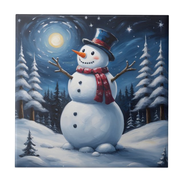 Carreau Bonhomme de neige joyeux Noël (Devant)