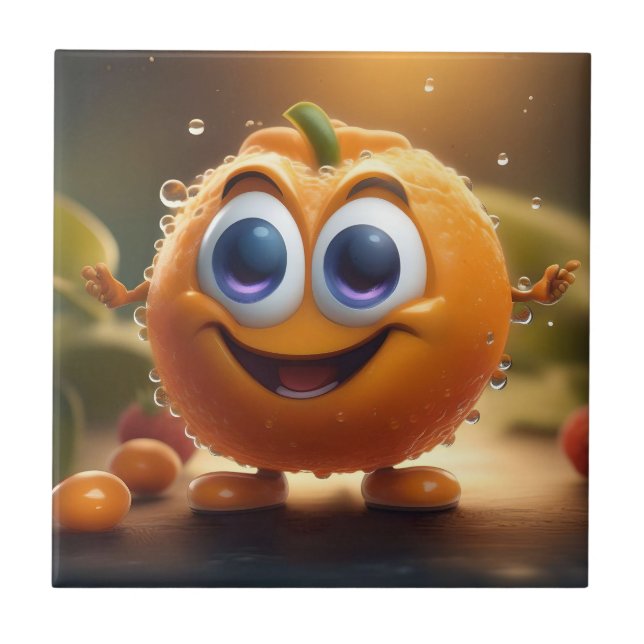 Carreau Bonne Animée 3d Orange, (Devant)