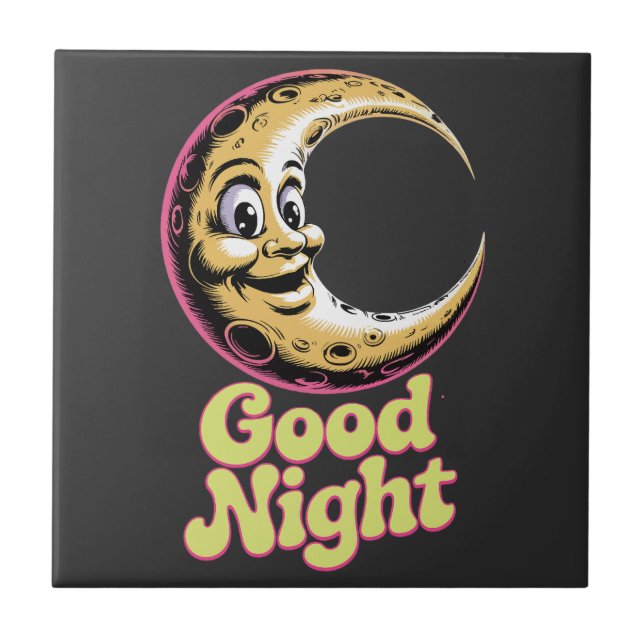Carreau Bonne nuit Retro Moon (Devant)