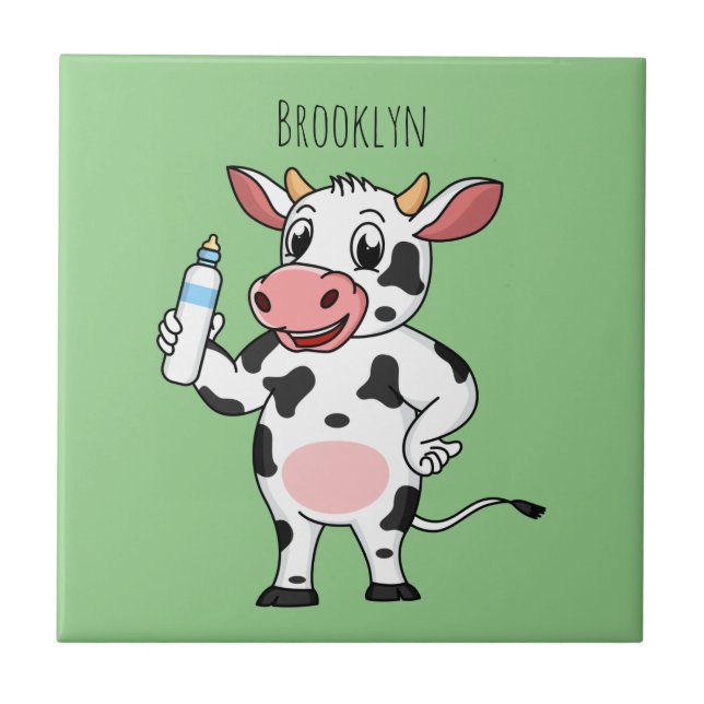 Carreau Bonne vache avec dessin animé de biberon (Devant)