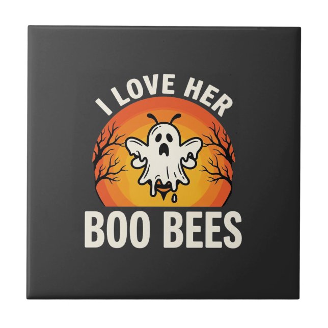 Carreau Boo Bees Halloween Ghost Bee Funny Design_1 (Devant)