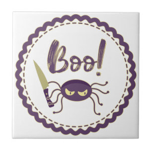 Carreau Boo drôle Halloween personnage d'araignée main