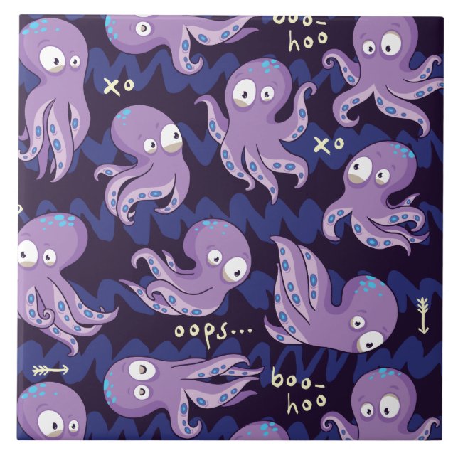 Carreau Boo Octopus mignon Violet Enfants Vêtements & Déco (Devant)