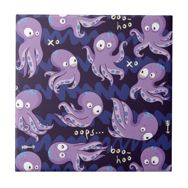 Carreau Boo Octopus mignon Violet Enfants Vêtements & Déco (Devant)
