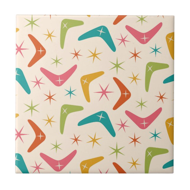 Carreau Boomerang du milieu du siècle avec des starburts r (Devant)