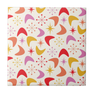 Carreau Boomerang du milieu du siècle avec Starbursts colo