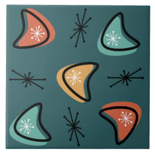 Carreau Boomerangs atomique Starburs Turquoise