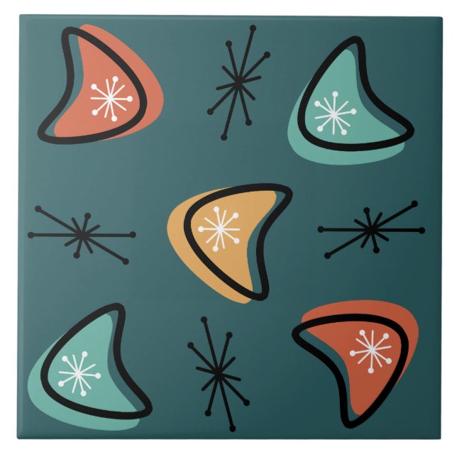 Carreau Boomerangs atomique Starburs Turquoise (Devant)