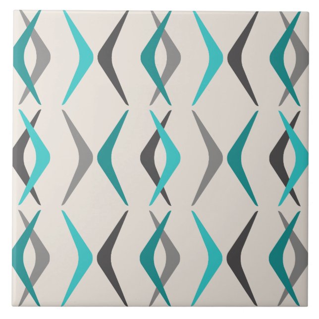 Carreau Boomerangs du milieu du siècle Turquoise (Devant)