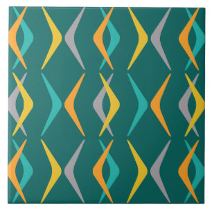 Carreau Boomerangs Turquoises du Moyen-siècle