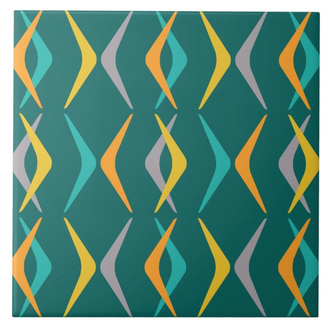 Carreau Boomerangs Turquoises du Moyen-siècle (Devant)