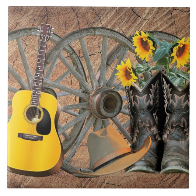 Carreau Boots de guitare Cowboy Casquette (Devant)