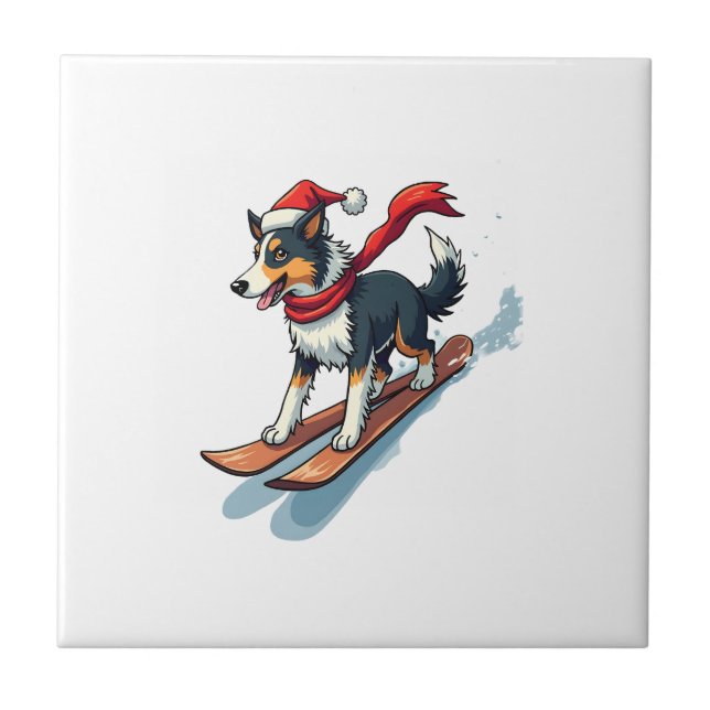Carreau Border Collie Snowboardeur (Devant)