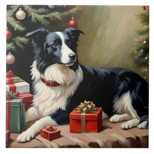 Carreau Bordure Collie Noël (Devant)