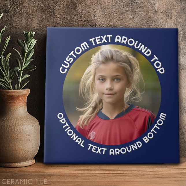 Carreau Bordure de la Marine avec photo et texte autour d' (Custom Tile)