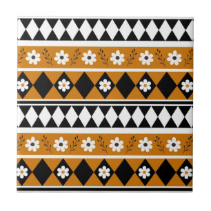 Carreau Bordure Fleur Diamant Boho Motif Floral