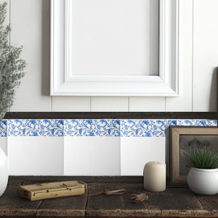 Carreau Bordure florale bleu simple